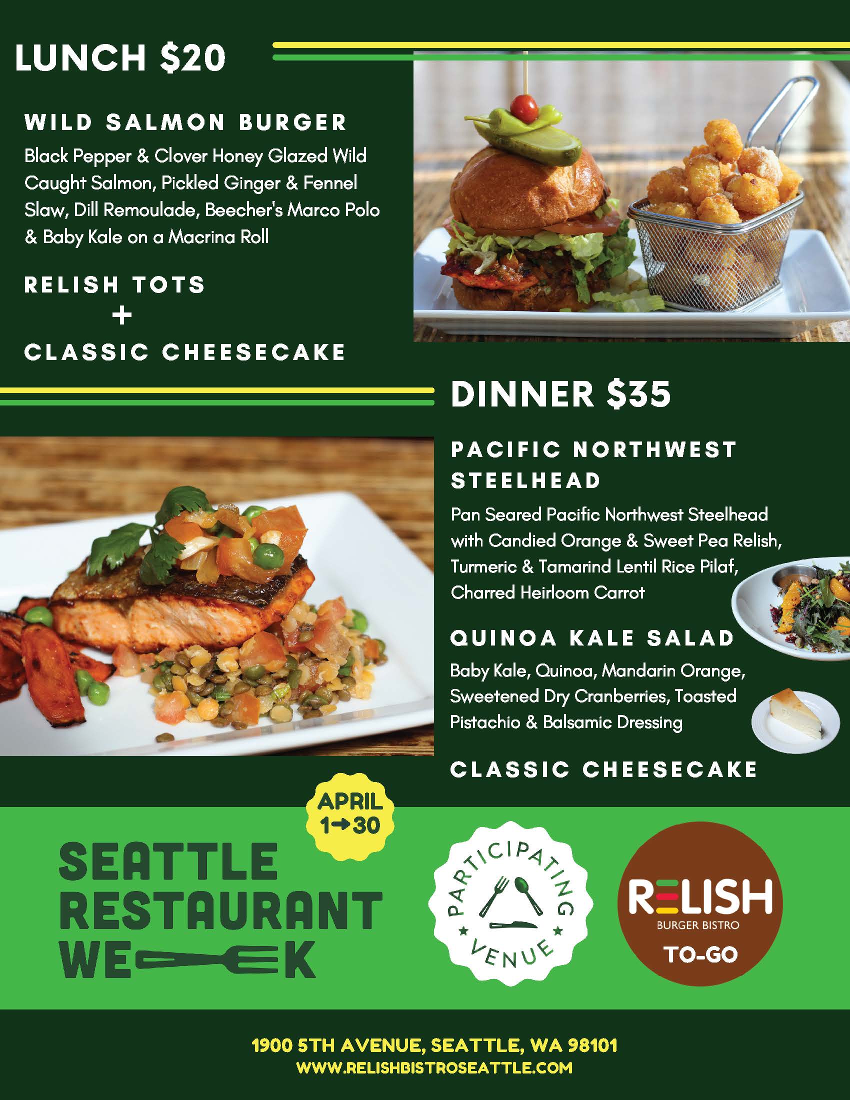 Seattle Restaurant Week, April 130 Participating Venue Relish
